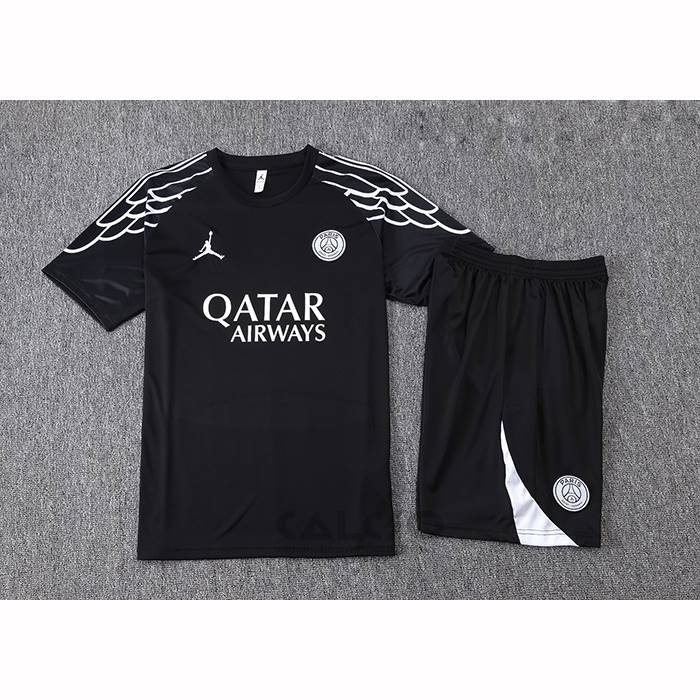 Tuta da Track Paris Saint-Germain Manica Corta 2025-2026 Nero - Pantaloncini